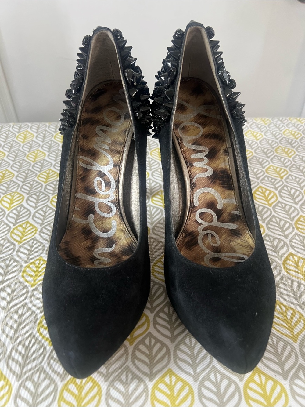 Sam Edelman Black Studded Suede Platform Pumps - Picture 2 of 10